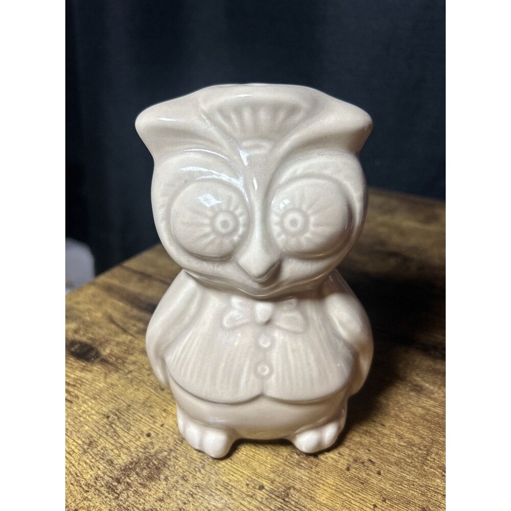 Vintage Ceramic Wise Owl Beige 5” For Sachet Potpourri Holder W/ Rubber Stopper - Picture 2 of 11